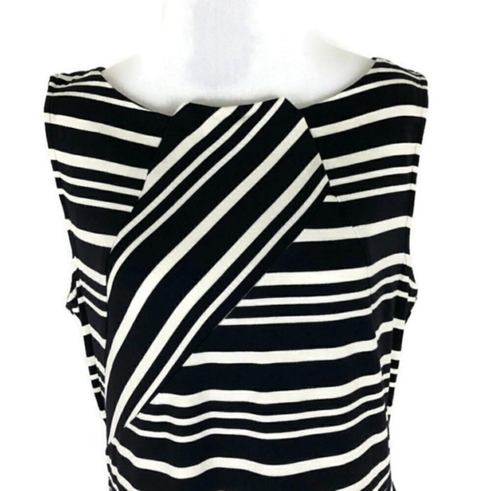 Cremieux Midi Sheath Dress Striped Size Large Nautical Theme - Picture 2 of 7